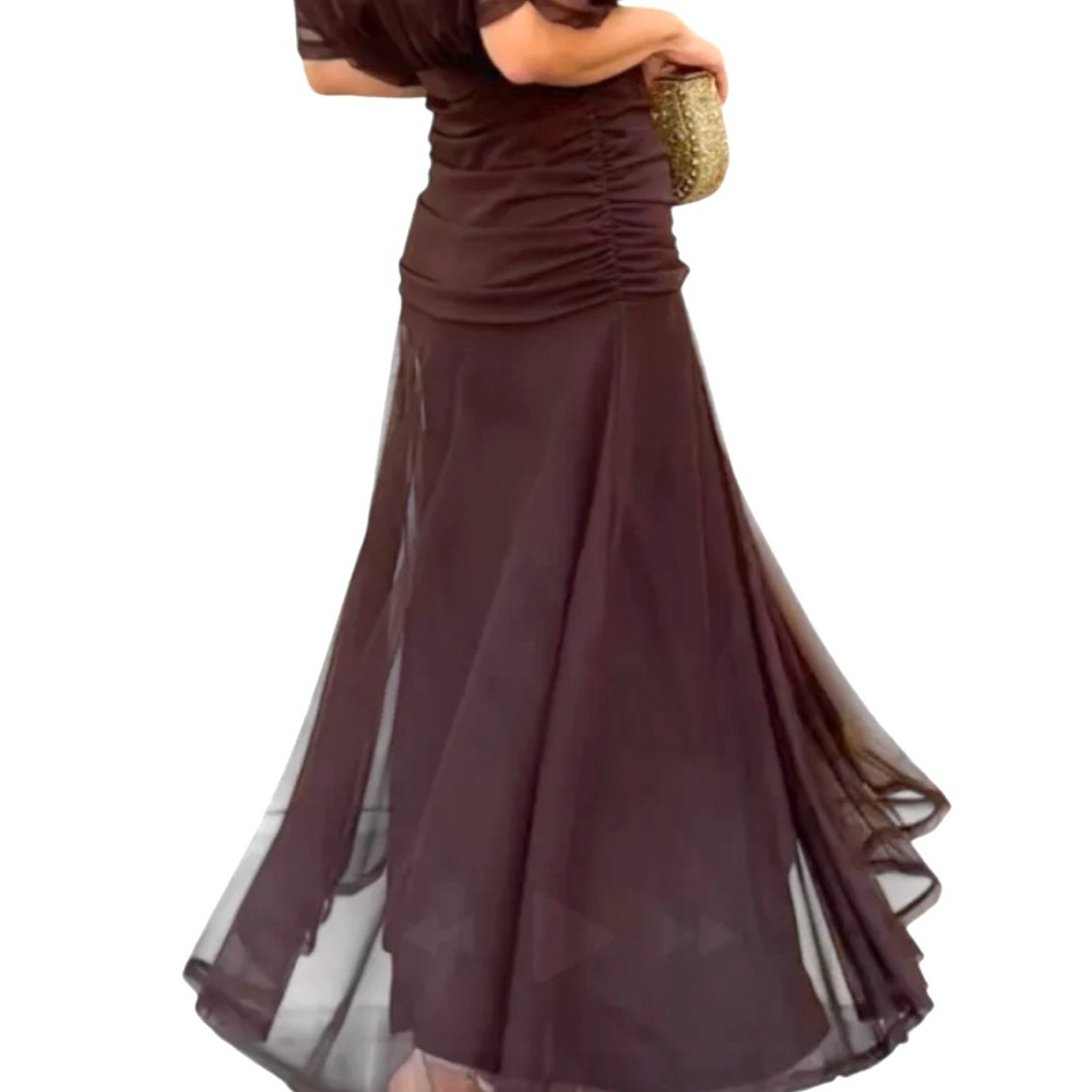 Elegant Brown Off-Shoulder Gown - Picture 2 of 8